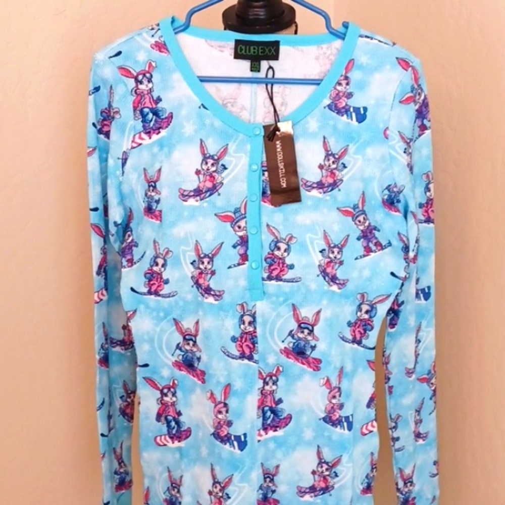 CLUB EXX XXL SNOW BUNNY LONG-SLEEVED ROMPER LIGHT BLUE